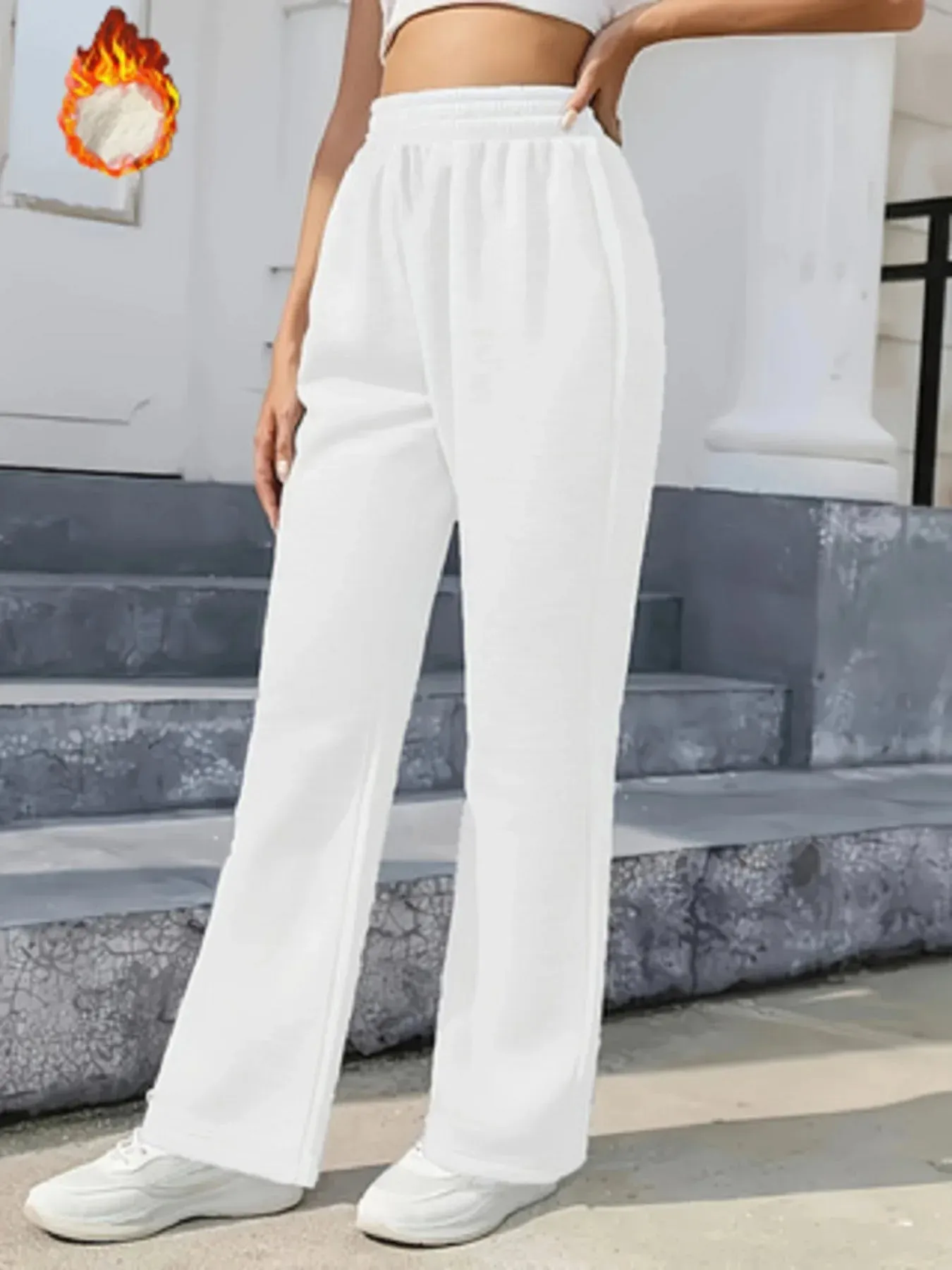 High Waisted Knit Thickened Mink Velvet Soft Wide Leg Fashion Elegant Pants