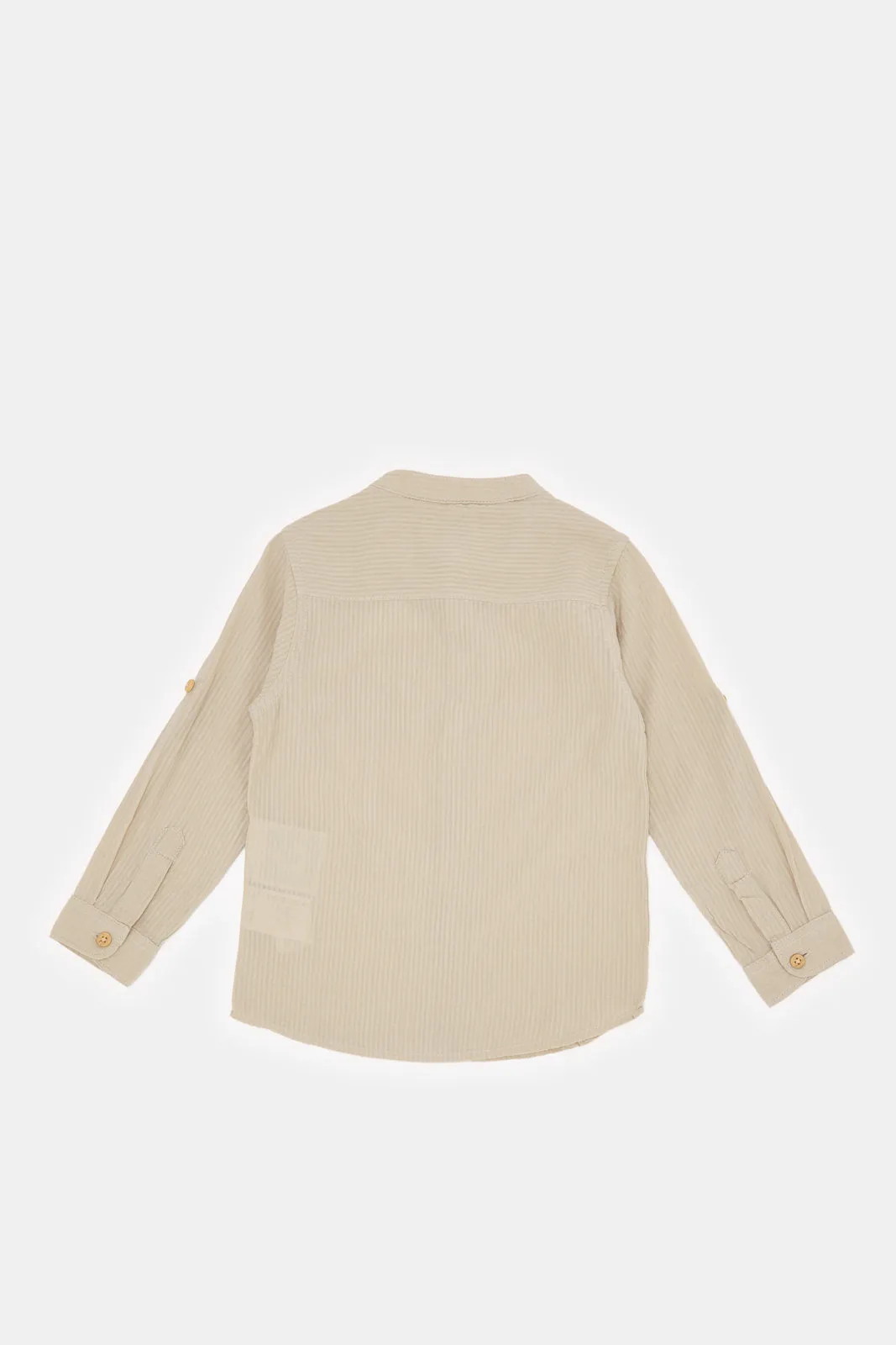 Infant Boys Beige Seersucker Shirt