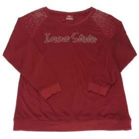 Iowa State Cyclones Colosseum WOMENS Red Rhinestone LS Scoop Neck T-Shirt (M)