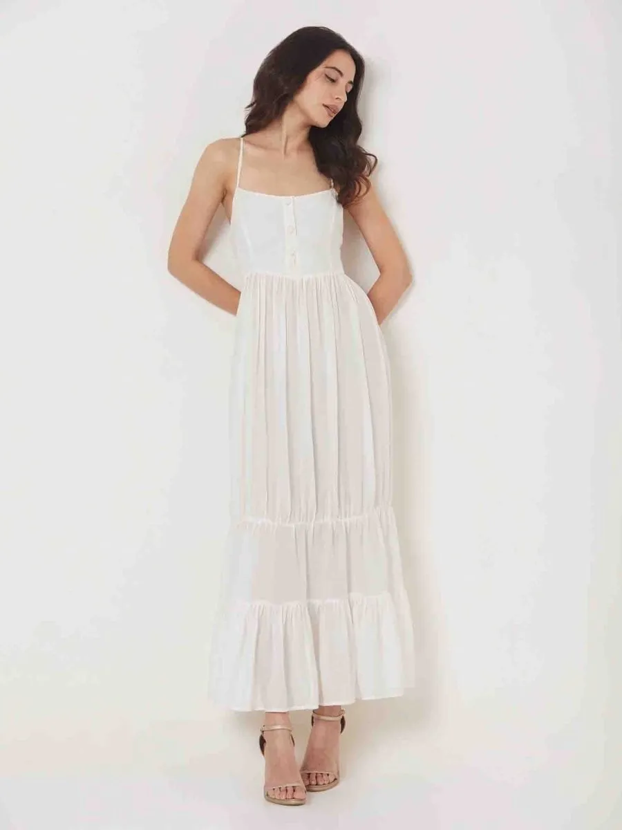 Irene - Dull Shine Muslin Relaxed Fit Maxi Dress