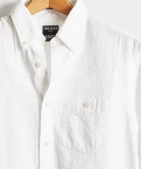 Italian Seersucker Long Sleeve Shirt in White