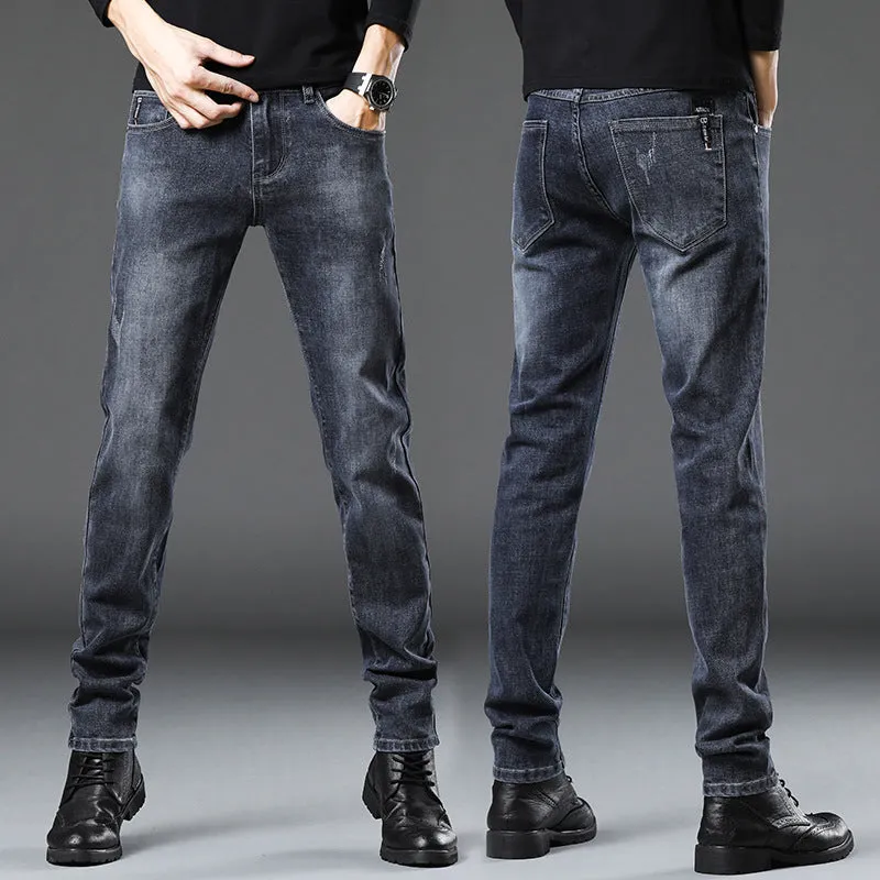 Jeans Men's 2024 Spring and Autumn New Simple and Versatile Slim Fit Stretch Feet Pants Men's Korean-Style High-End Casual Pants