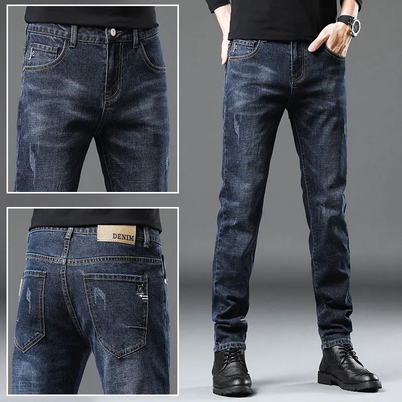 Jeans Men's 2024 Spring and Autumn New Simple and Versatile Slim Fit Stretch Feet Pants Men's Korean-Style High-End Casual Pants