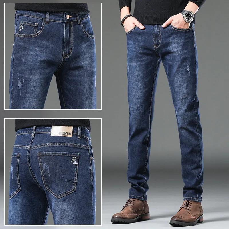 Jeans Men's 2024 Spring and Autumn New Simple and Versatile Slim Fit Stretch Feet Pants Men's Korean-Style High-End Casual Pants