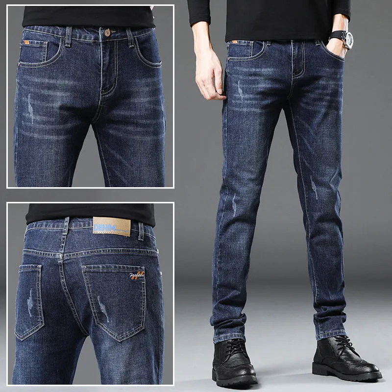 Jeans Men's 2024 Spring and Autumn New Simple and Versatile Slim Fit Stretch Feet Pants Men's Korean-Style High-End Casual Pants