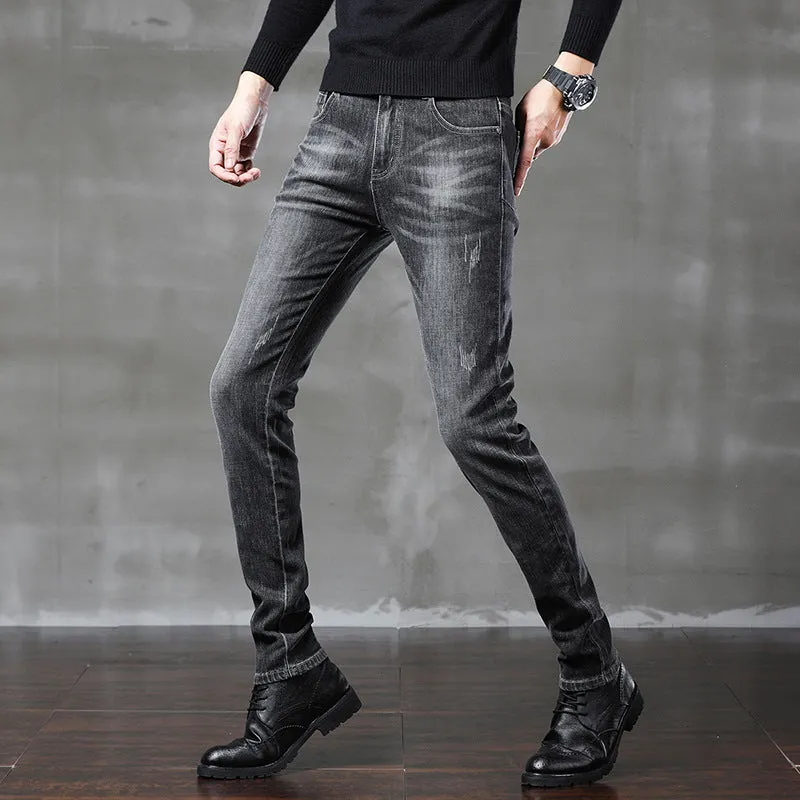 Jeans Men's 2024 Spring and Autumn New Simple and Versatile Slim Fit Stretch Feet Pants Men's Korean-Style High-End Casual Pants