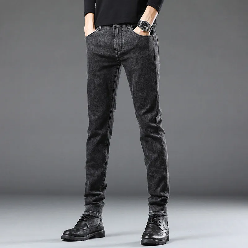 Jeans Men's 2024 Spring and Autumn New Simple and Versatile Slim Fit Stretch Feet Pants Men's Korean-Style High-End Casual Pants