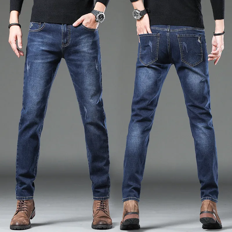 Jeans Men's 2024 Spring and Autumn New Simple and Versatile Slim Fit Stretch Feet Pants Men's Korean-Style High-End Casual Pants