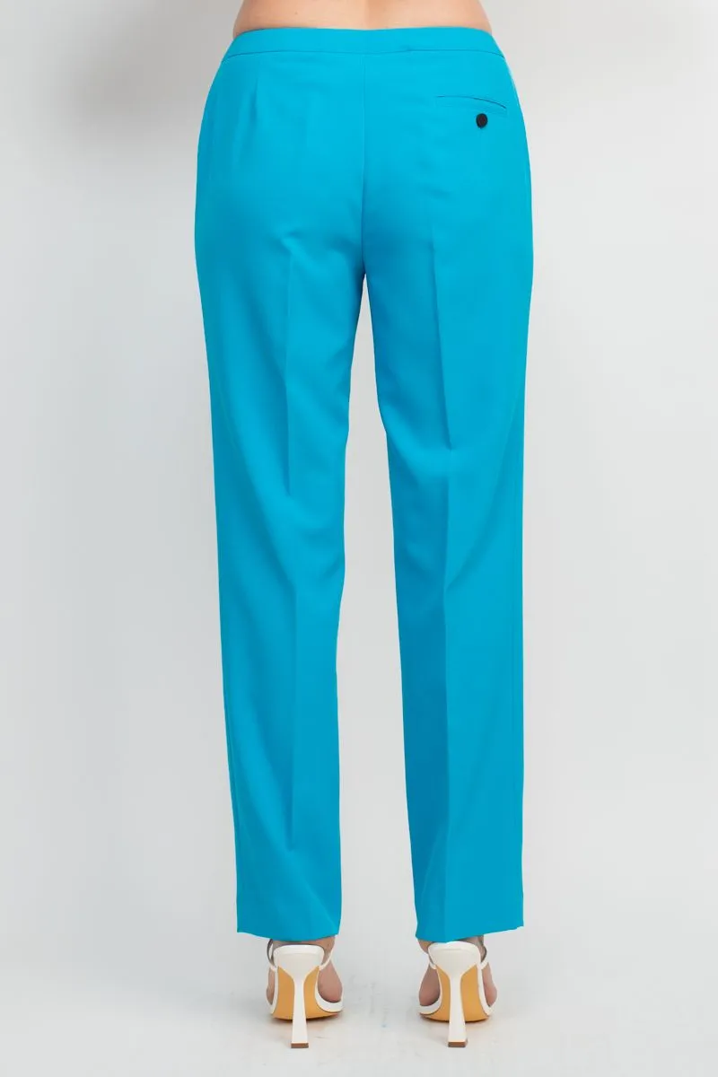 John Meyer Notched Collar Jacket & Banded Waist Pant Set - Women's 2 Piece Crepe Business Suit