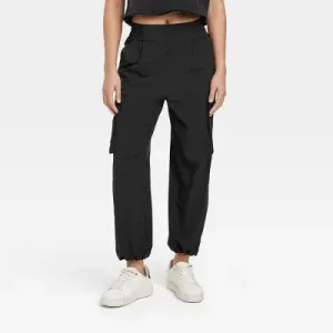 JoyLab Women's Cinch Hem Woven Cargo Pants High Rise Casual Fit