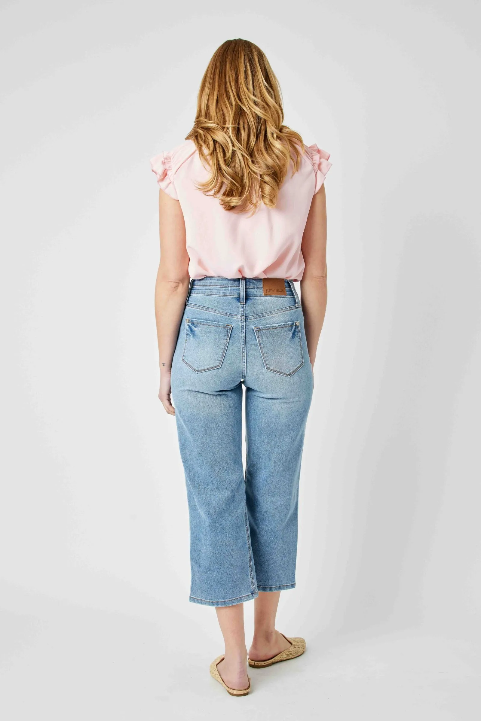 Judy Blue high waist double waistband wide leg crop pants