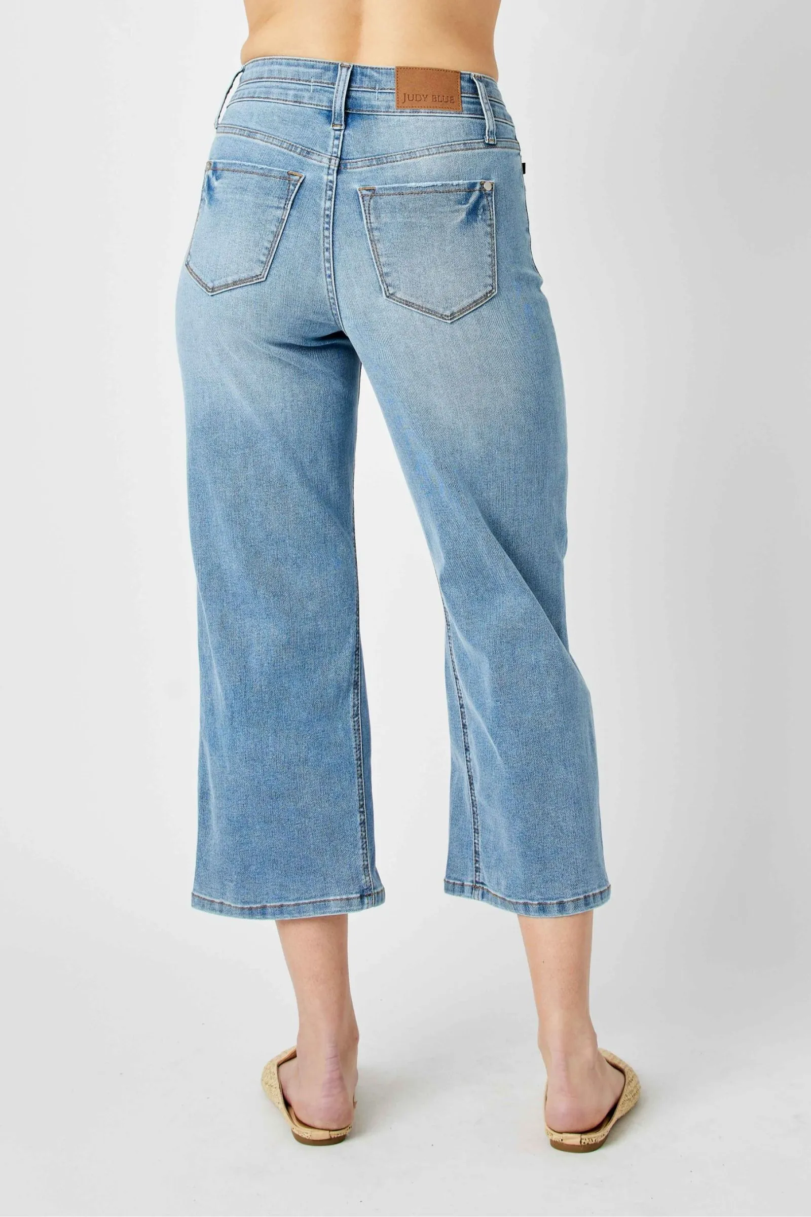 Judy Blue high waist double waistband wide leg crop pants