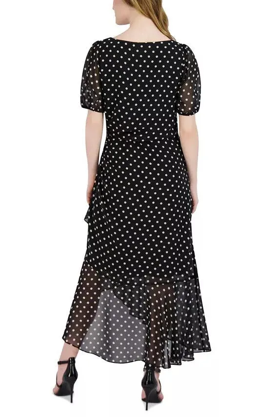 Julia Jordan Polka Dot Ruffled Maxi Dress