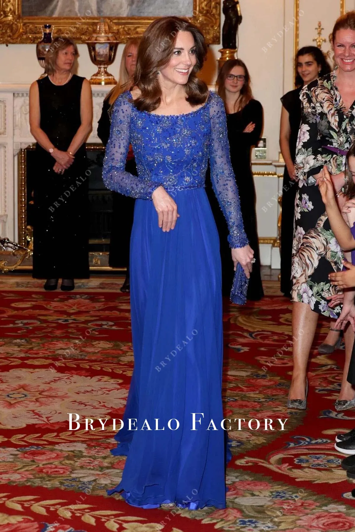 Kate Middleton Royal Blue Sparkly Gala Dinner Dress 2020