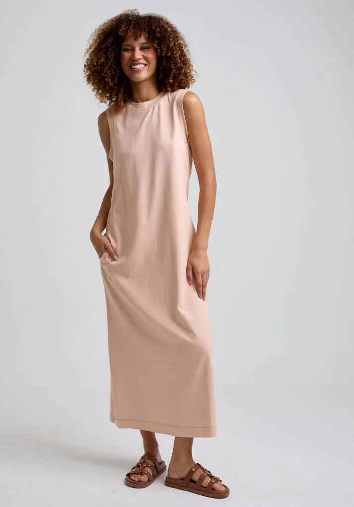 Kerri Sleeveless Jersey Maxi Dress In Pink