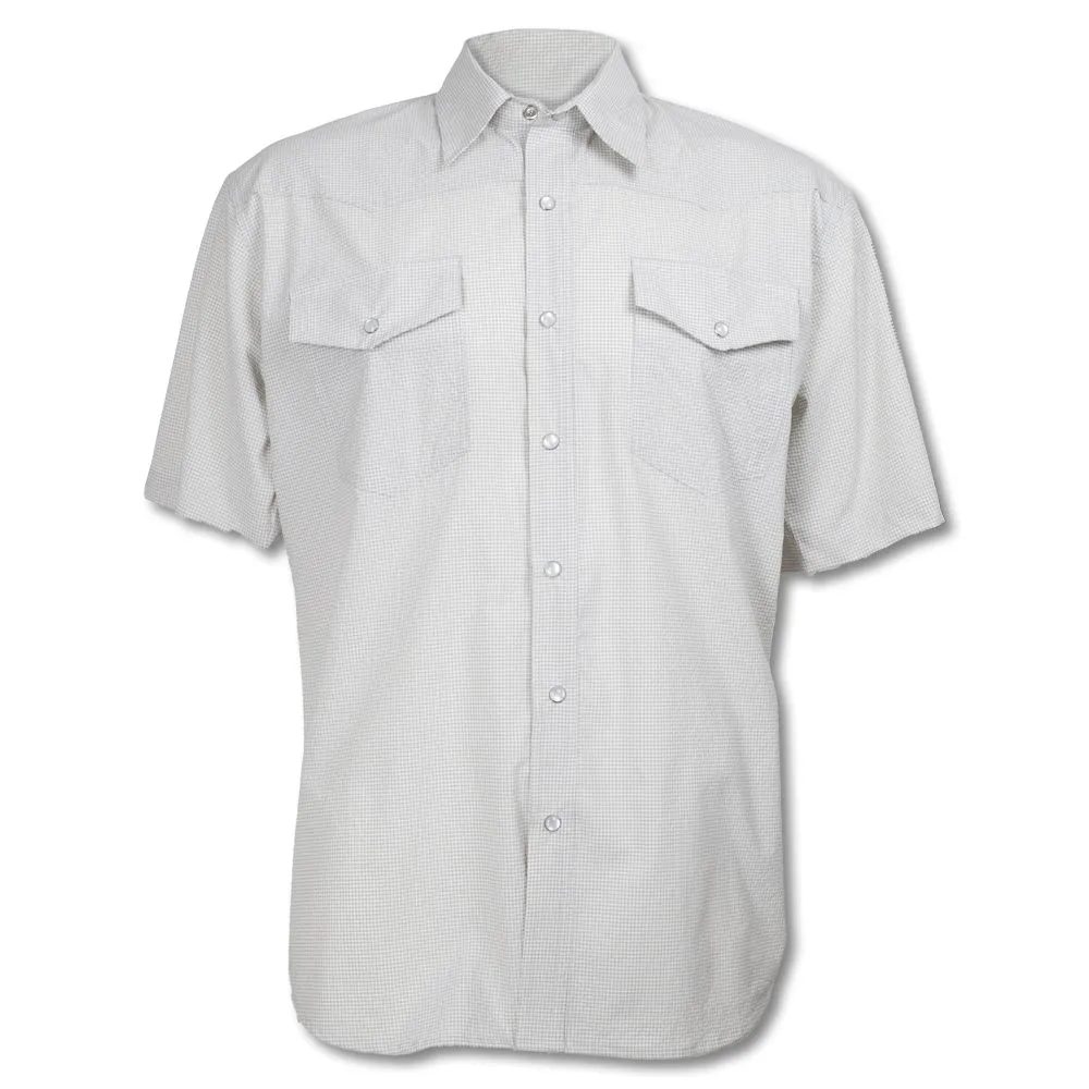 Kevin's Men's Performance Stretch Western Pearl Snap Short Sleeve Micro Seersucker Shirt