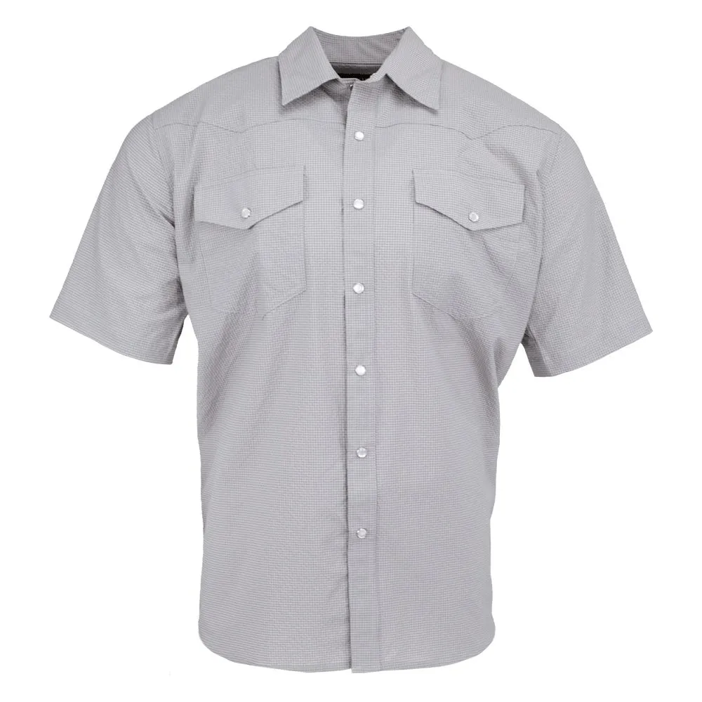 Kevin's Men's Performance Stretch Western Pearl Snap Short Sleeve Micro Seersucker Shirt