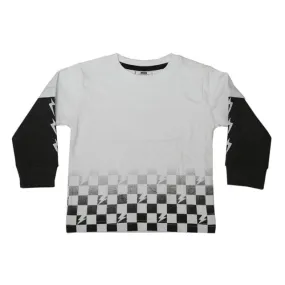 🎁Kids Long Sleeve Thermal 2FER Shirt - Checkered Bolts