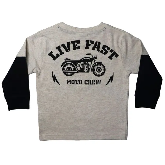 🎁Kids Long Sleeve Thermal 2FER Shirt - Motorcycle Live Fast