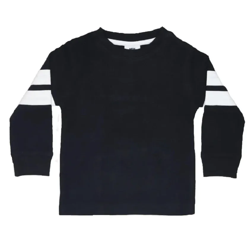 🎁Kids Long Sleeve Thermal Striped Shirt - Black