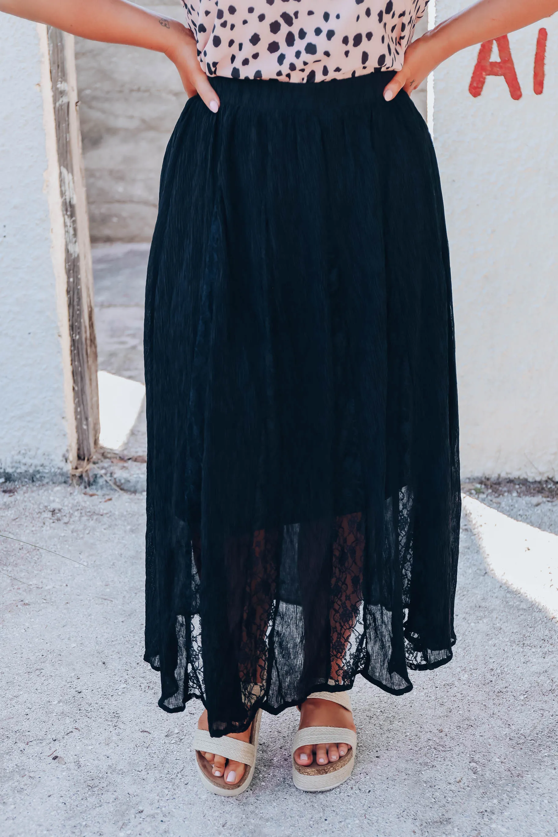 Kindred Spirit Lace Maxi Skirt - Black