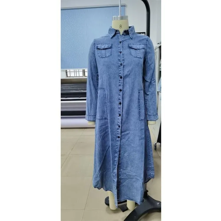 KittenAlarm - Simone Button Down Denim Shirt Dress