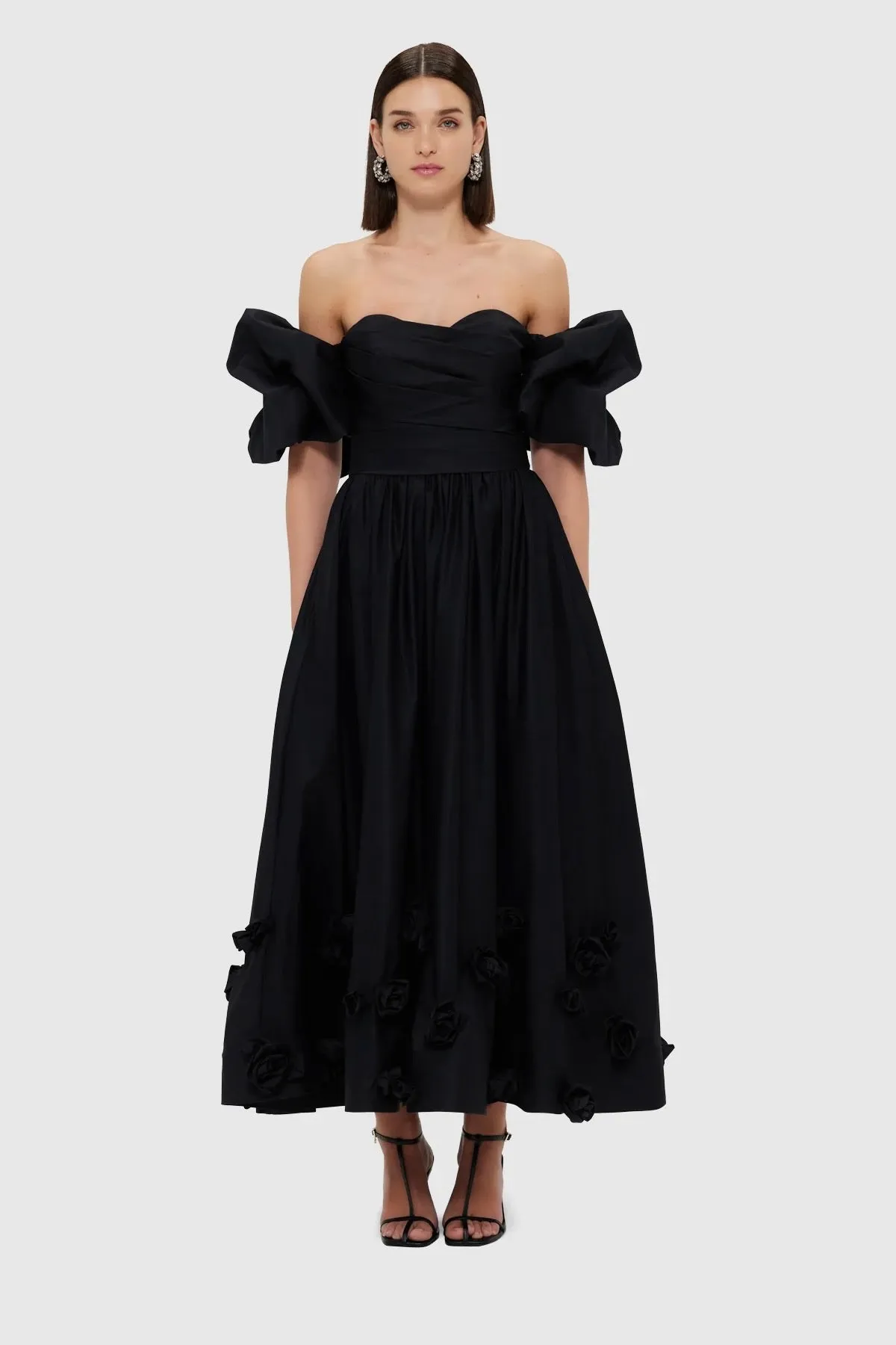 Leo Lin Miranda Rose Midi Dress - Ebony