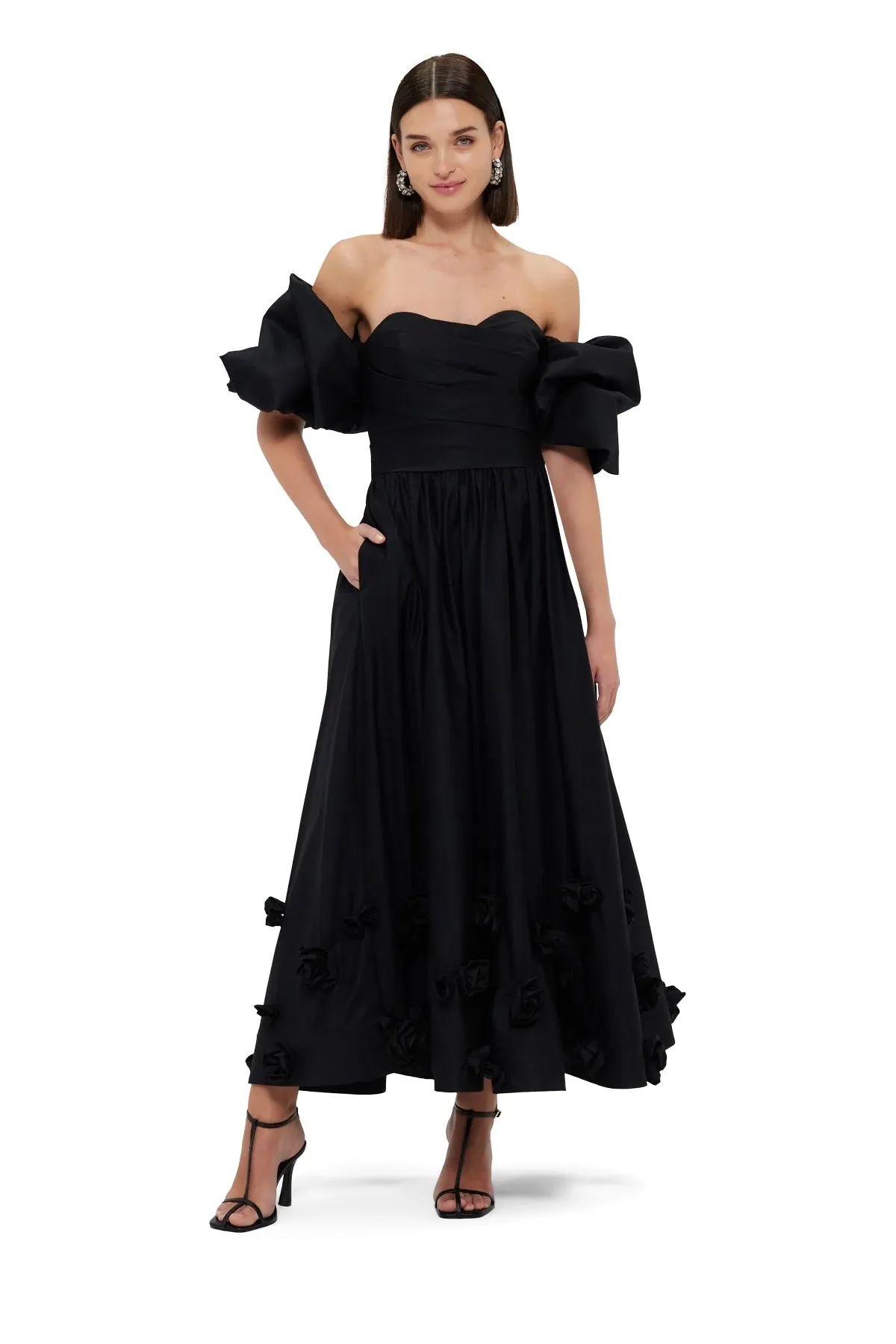 Leo Lin Miranda Rose Midi Dress - Ebony