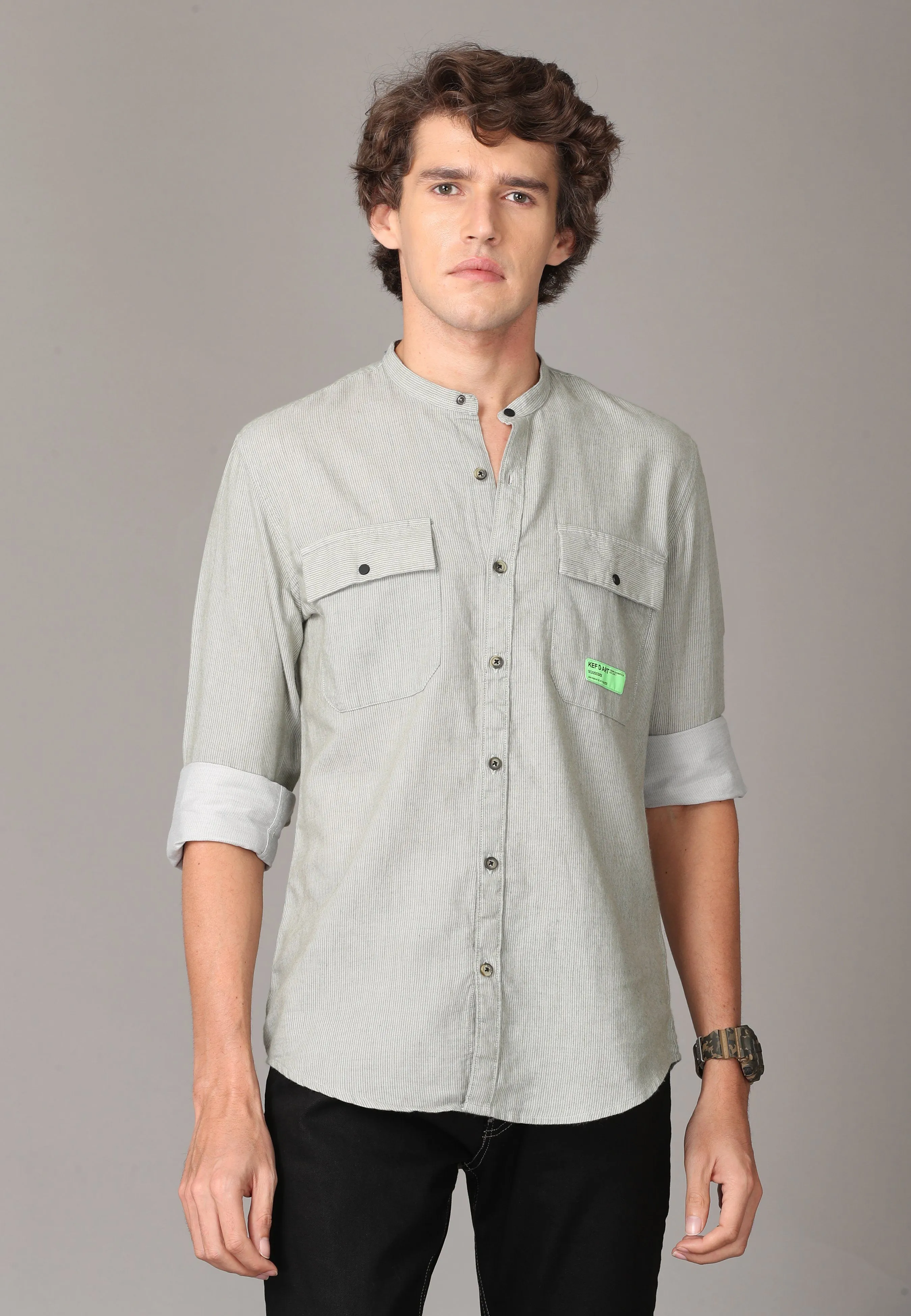 Light Ash Linen Full Sleeve Shirt