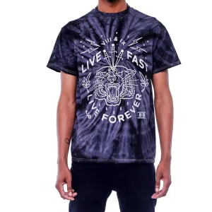 Live Fast Metallic Silver Black Tie Dye Shirt