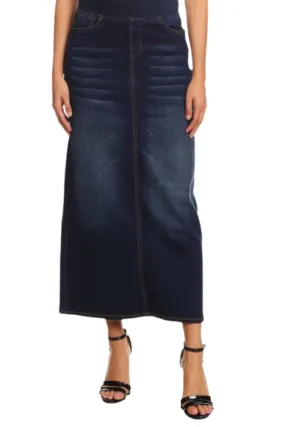 Long Denim Skirt Style 87241 Dark Blue