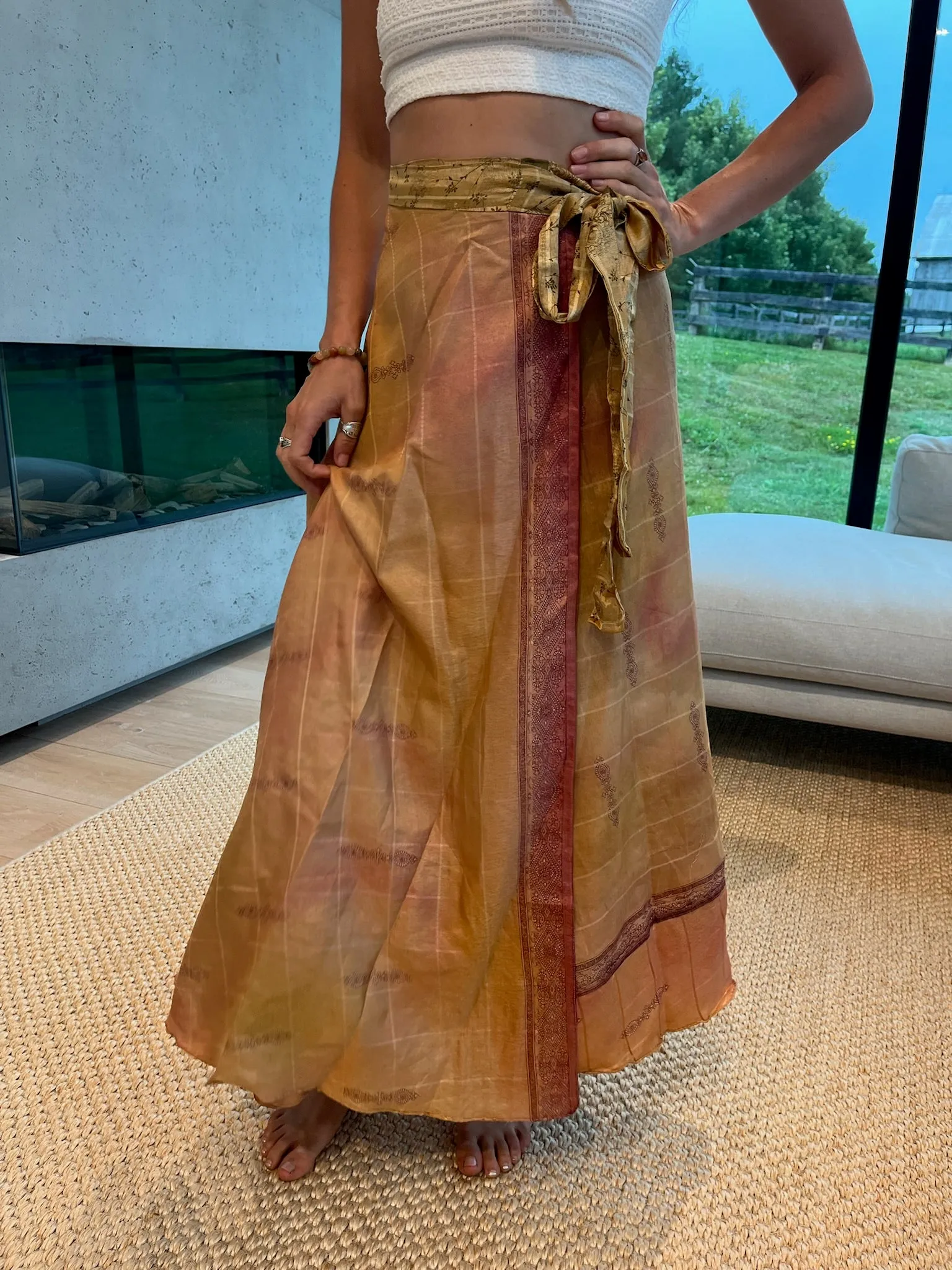 Long Multi Wear Wrap Skirt - Golden