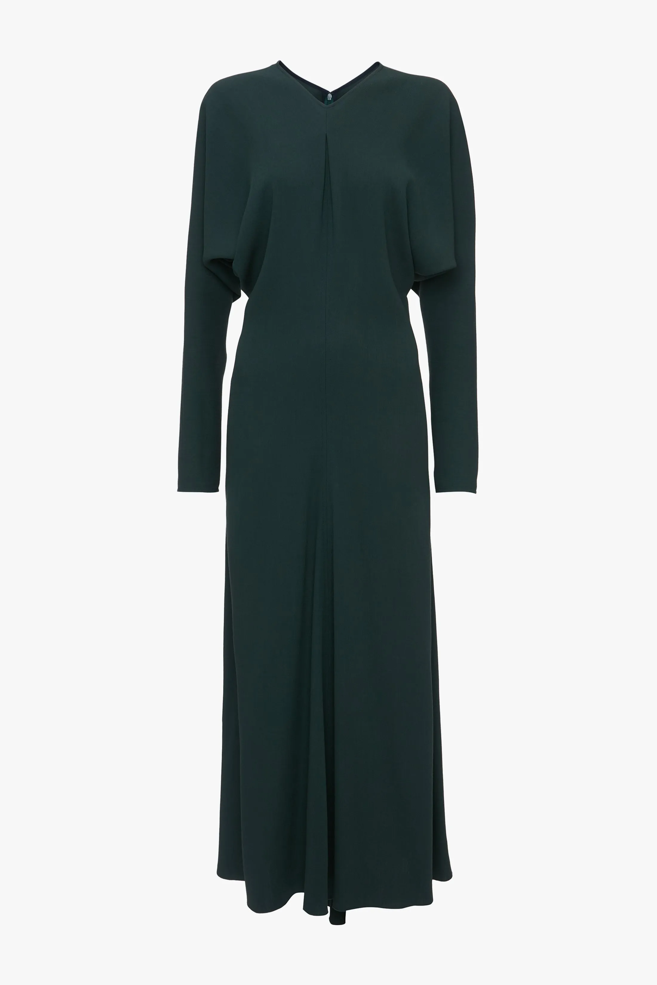 Long Sleeve Draped Midi Dress In Seaweed