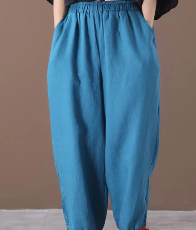 Loose Wide Leg Women Casual Pants Elastic Waist WG05131