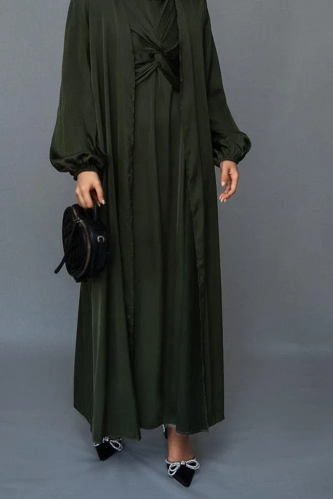 Marrgoh 2 piece luxury emerald 2 piece abaya with wrap bodice