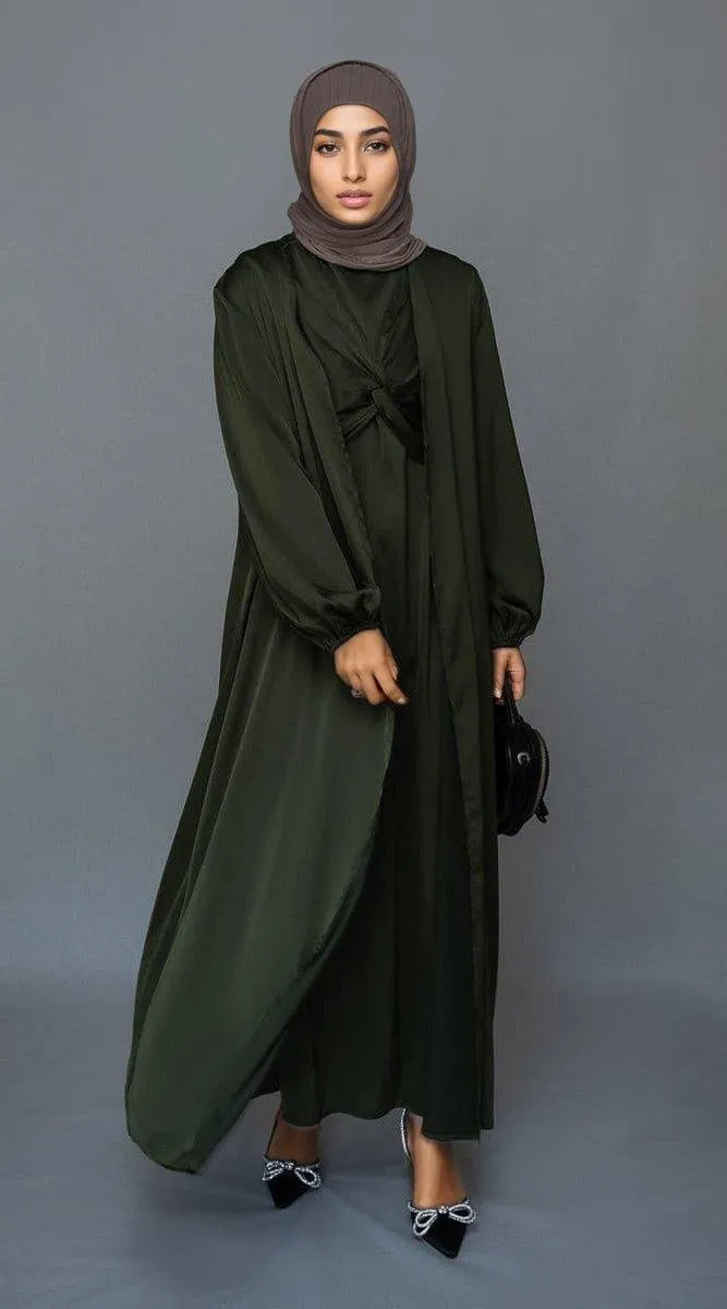 Marrgoh 2 piece luxury emerald 2 piece abaya with wrap bodice