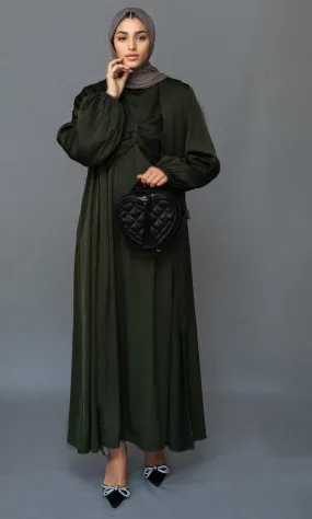 Marrgoh 2 piece luxury emerald 2 piece abaya with wrap bodice