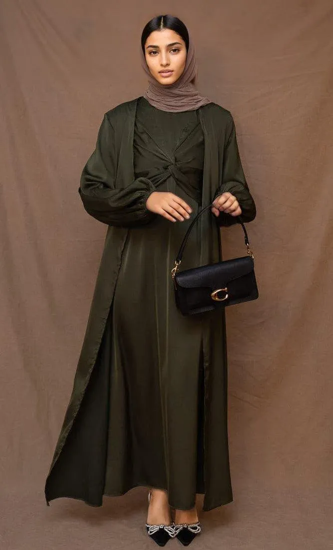 Marrgoh 2 piece luxury emerald 2 piece abaya with wrap bodice