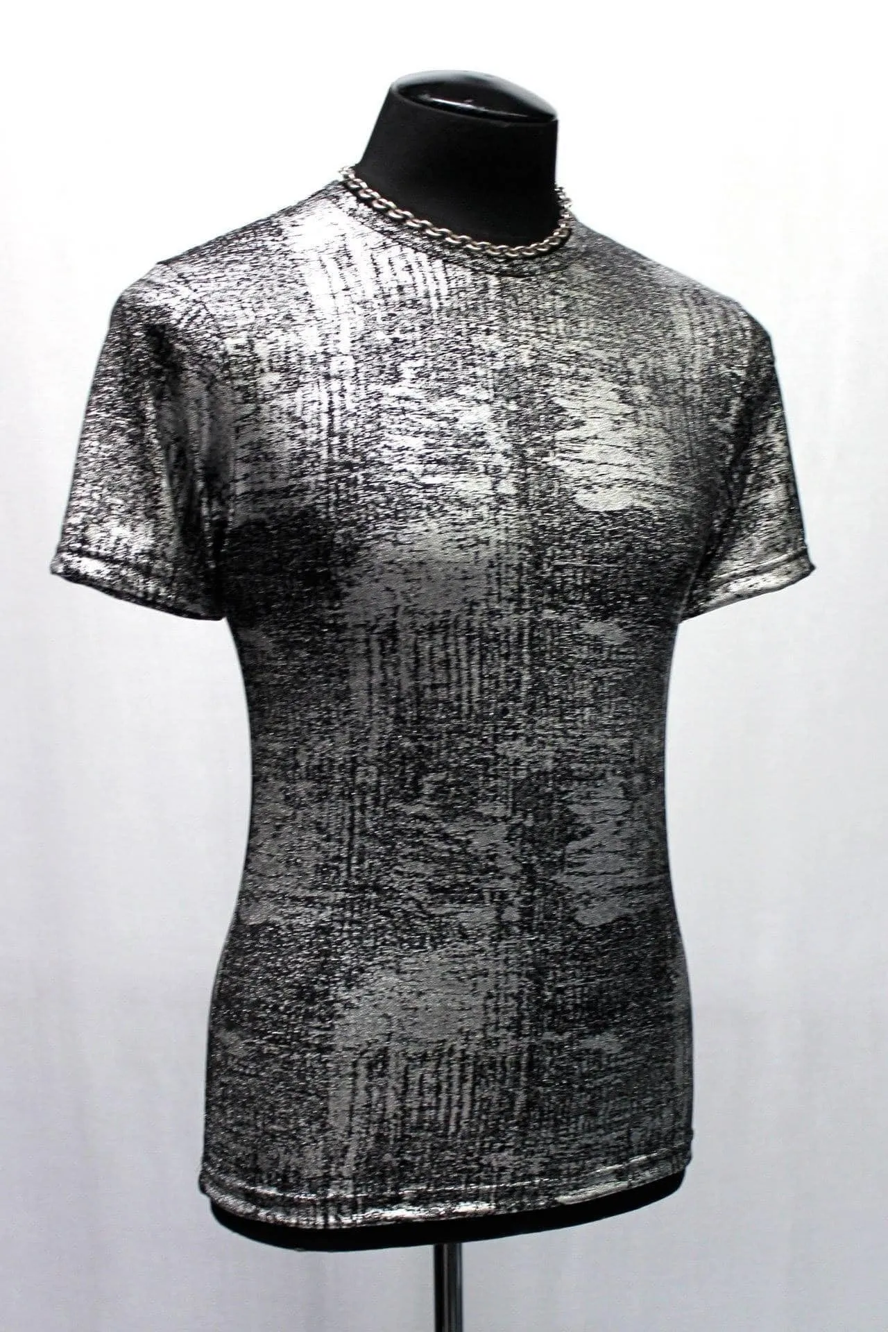 MEN'S SHORT SLEEVE TEE - METALLIC - SILVER