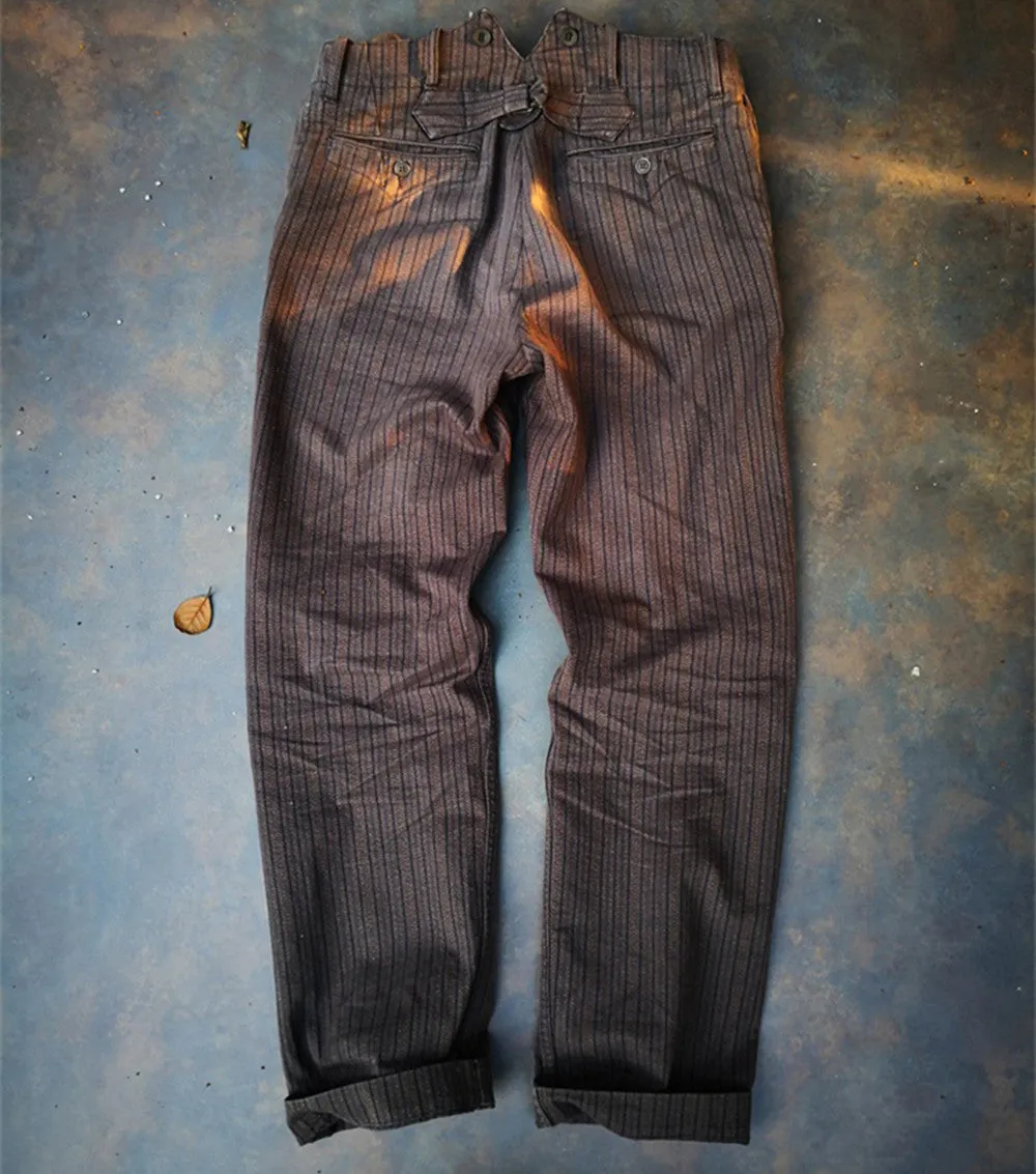 Men's Striped Salt Pepper French Work Pants