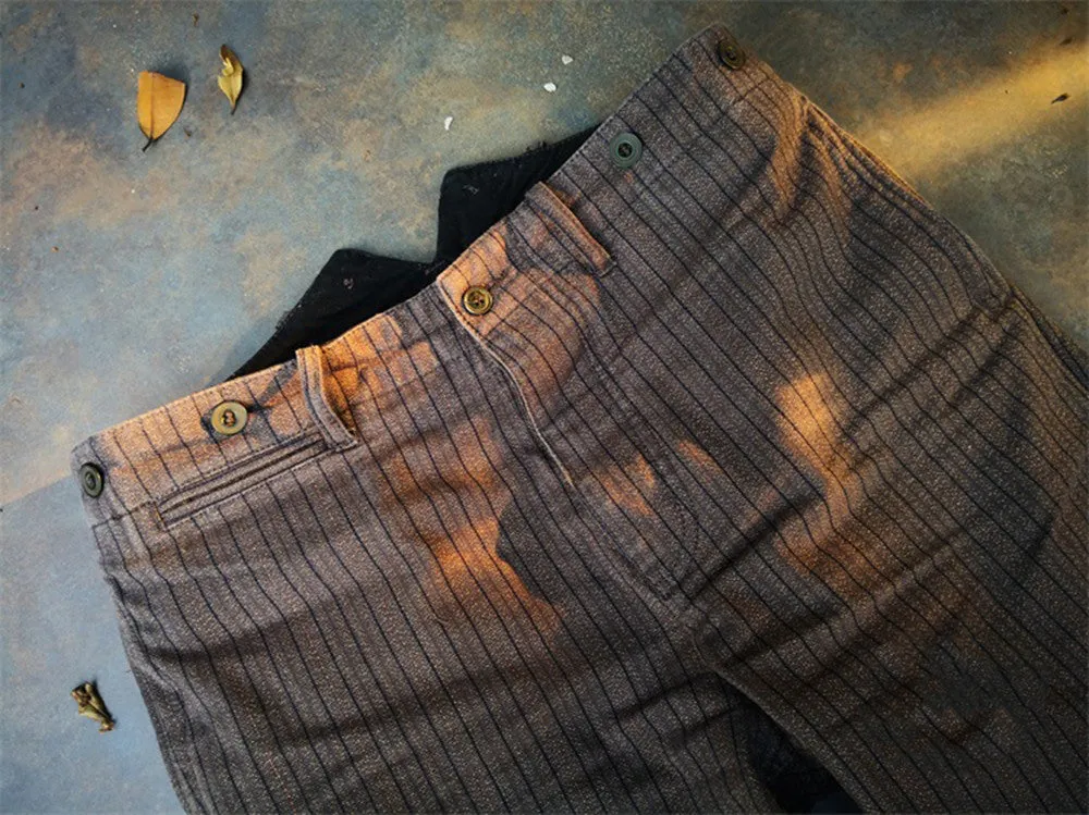 Men's Striped Salt Pepper French Work Pants