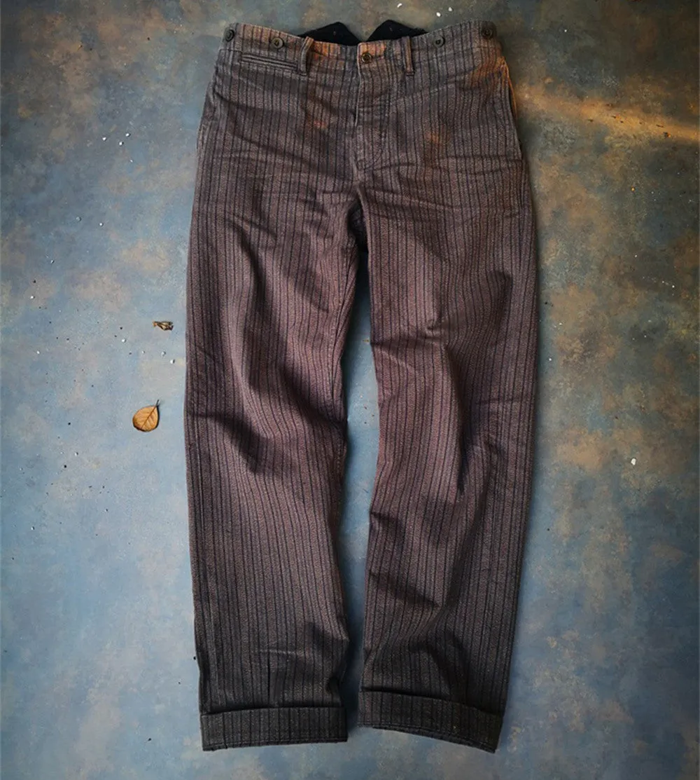 Men's Striped Salt Pepper French Work Pants