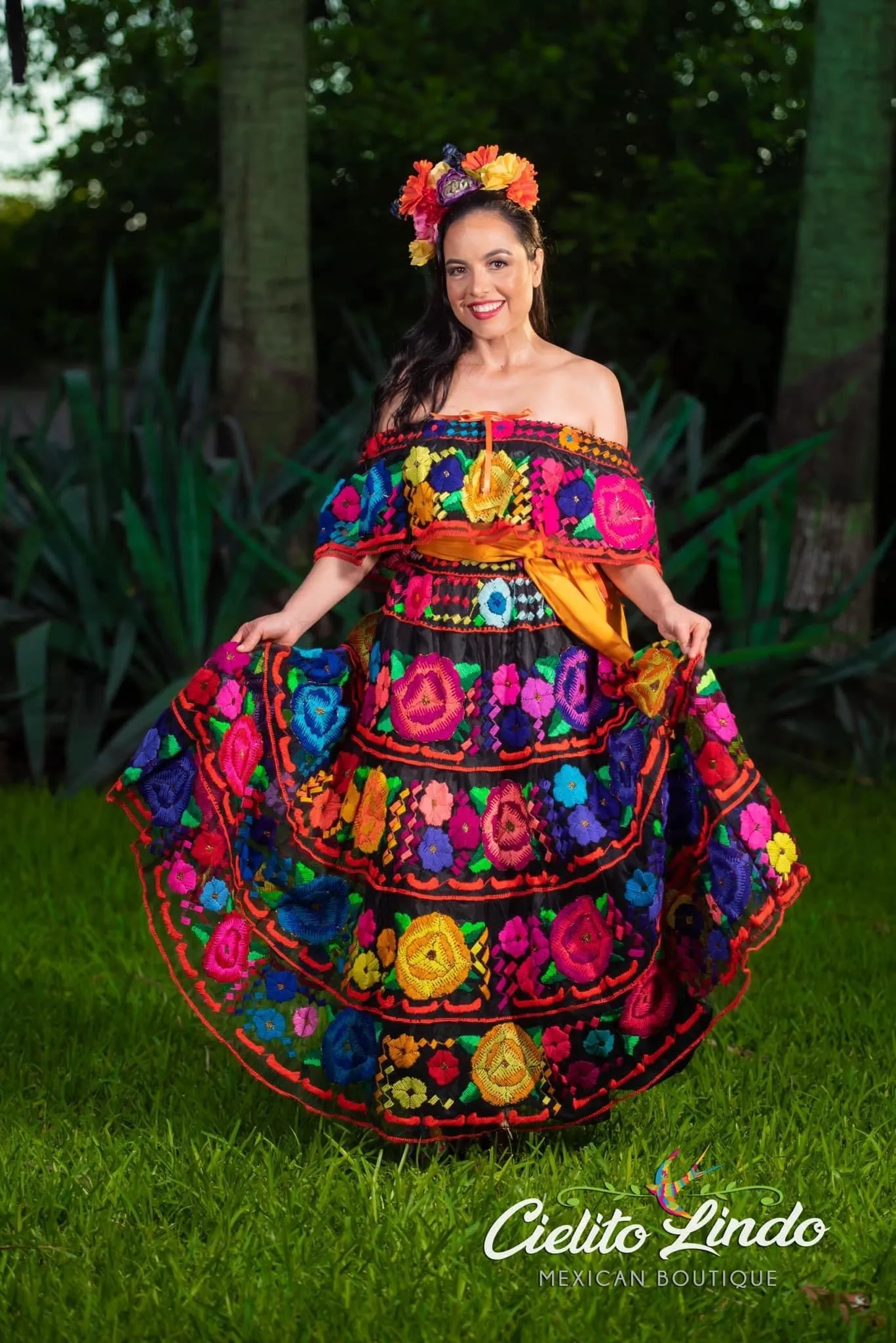 Mexican Chiapaneca Black Dress