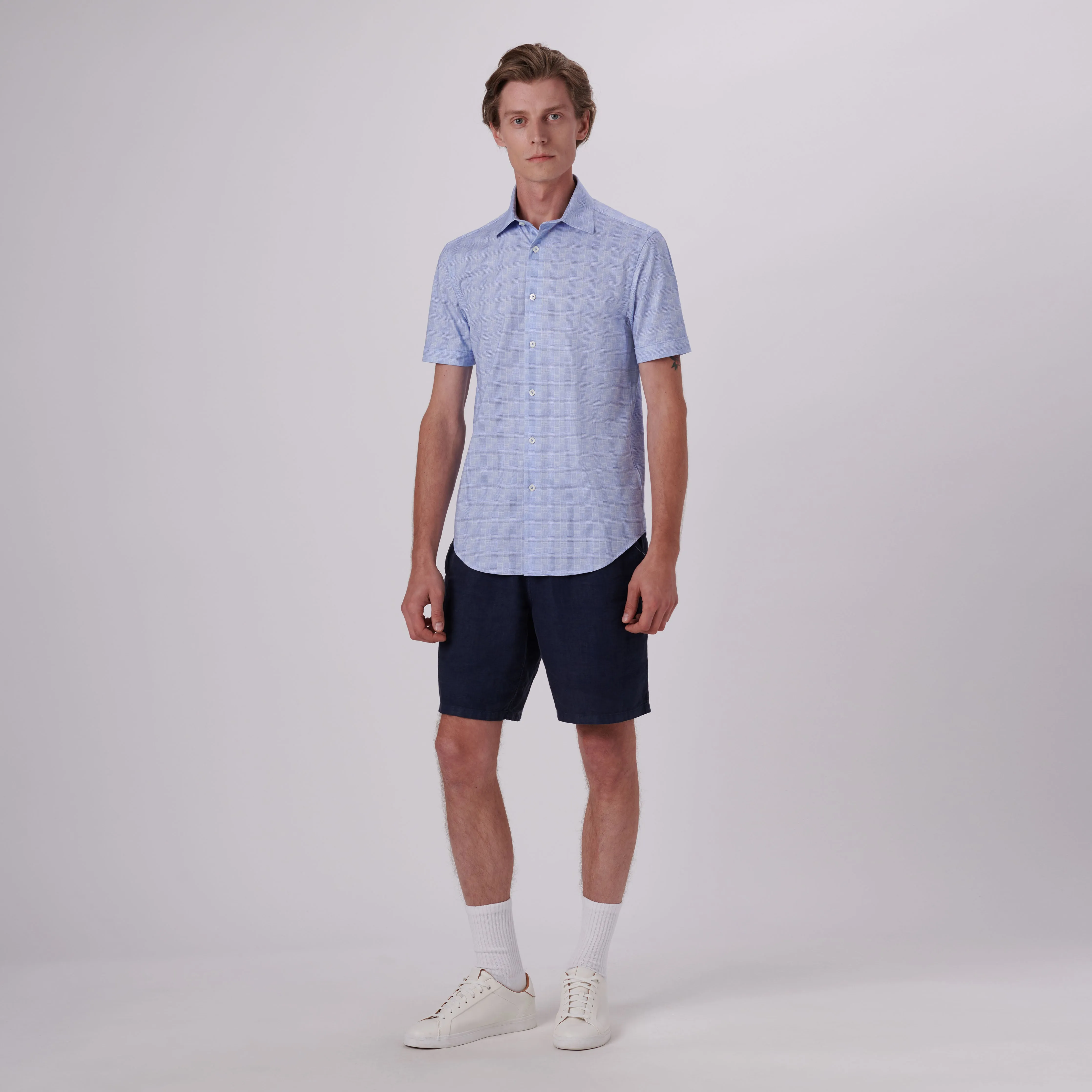 Miles Glen Check Print OoohCotton Short Sleeve Shirt