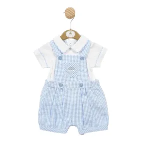 Mintini - blue and white check summer dungaree and white T-shirt