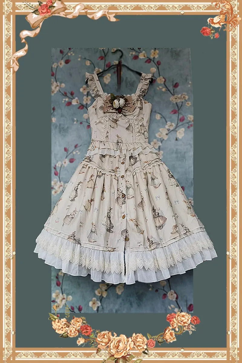 Miss Bunny ~ Sweet Printed Lolita Corset Top & Long Skirt Set by Infanta