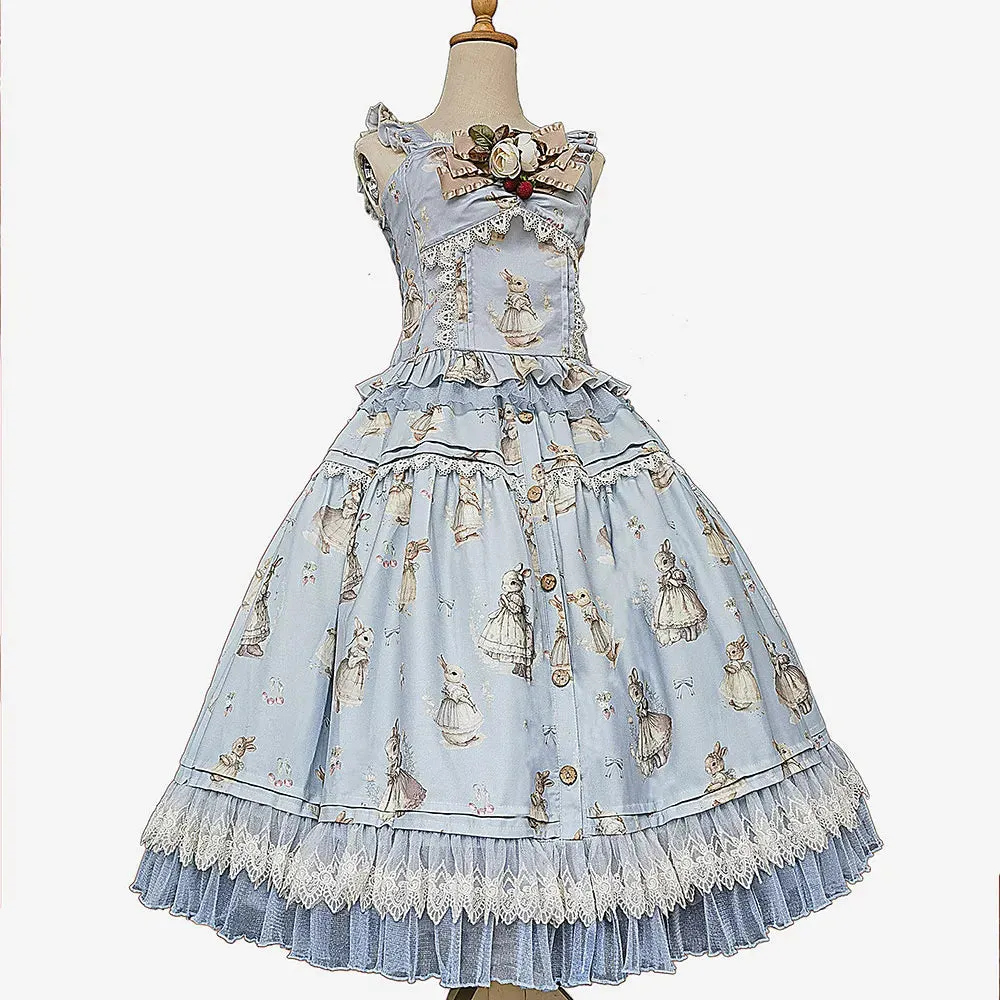 Miss Bunny ~ Sweet Printed Lolita Corset Top & Long Skirt Set by Infanta