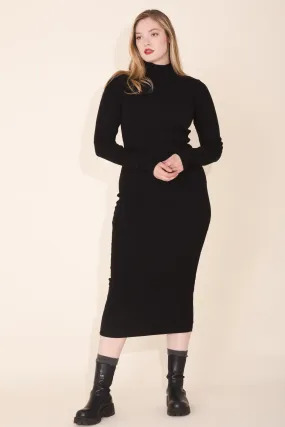 Mockneck Dress in Black