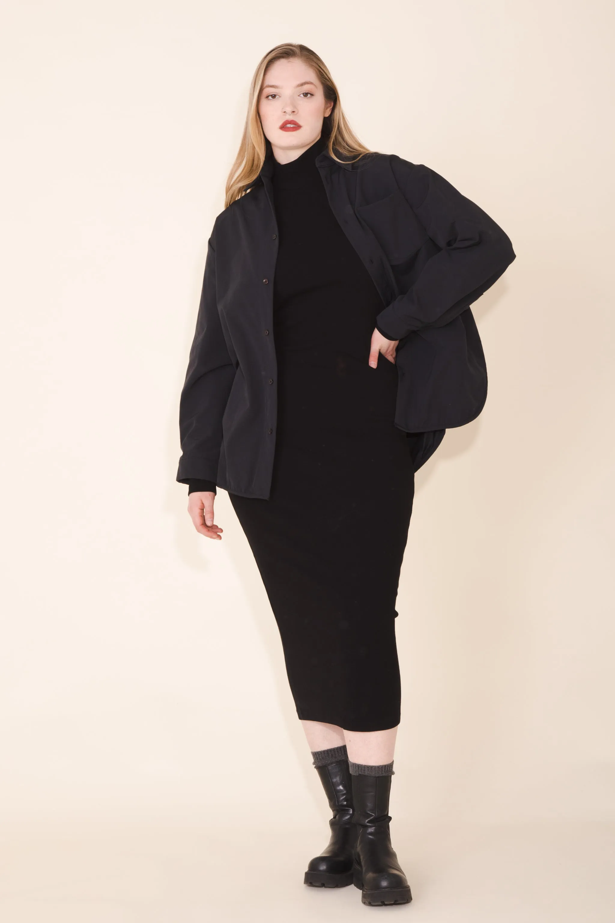 Mockneck Dress in Black