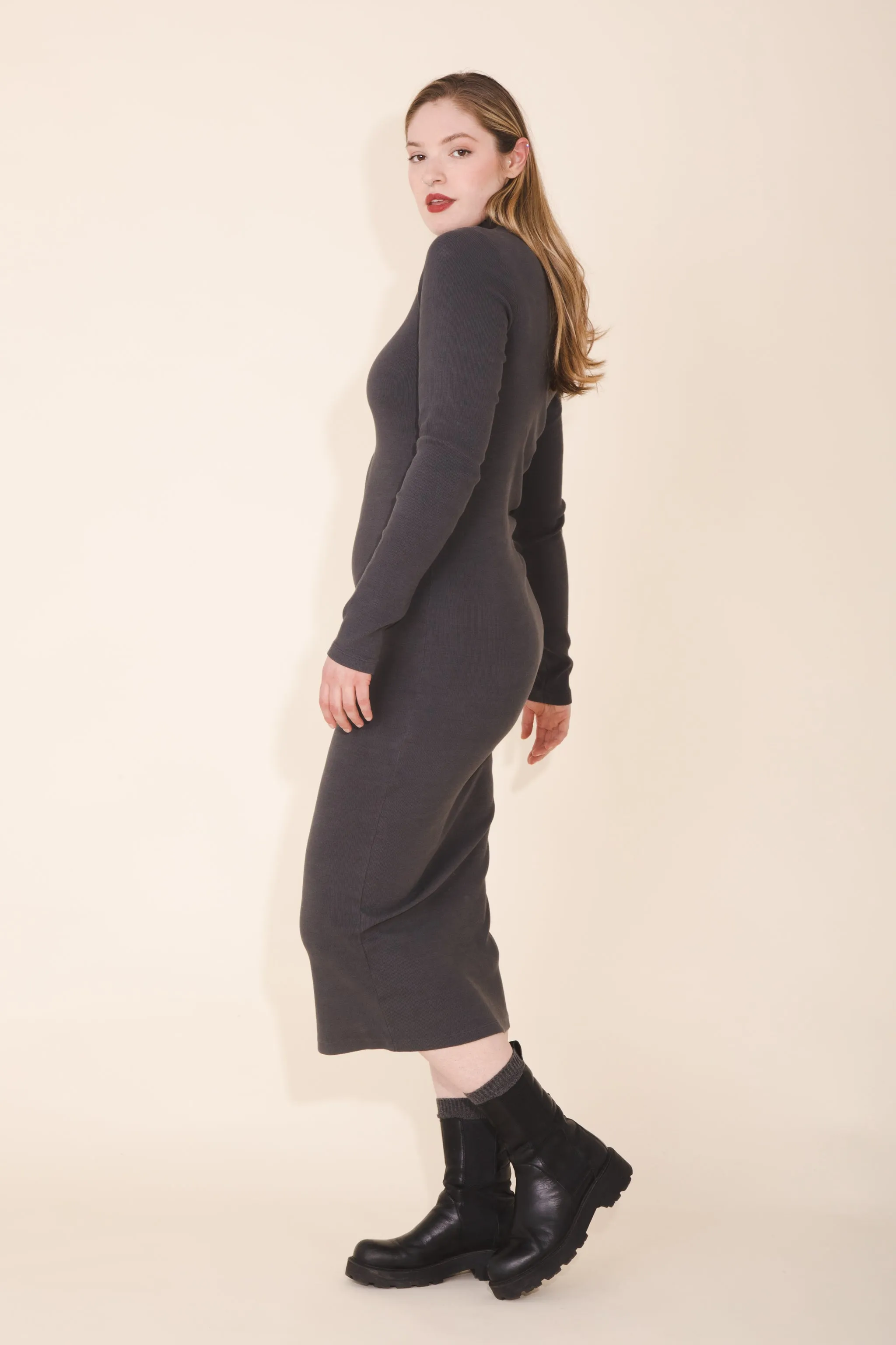 Mockneck Dress in Graphite